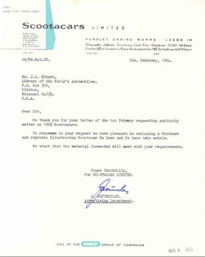 Scootacar letter